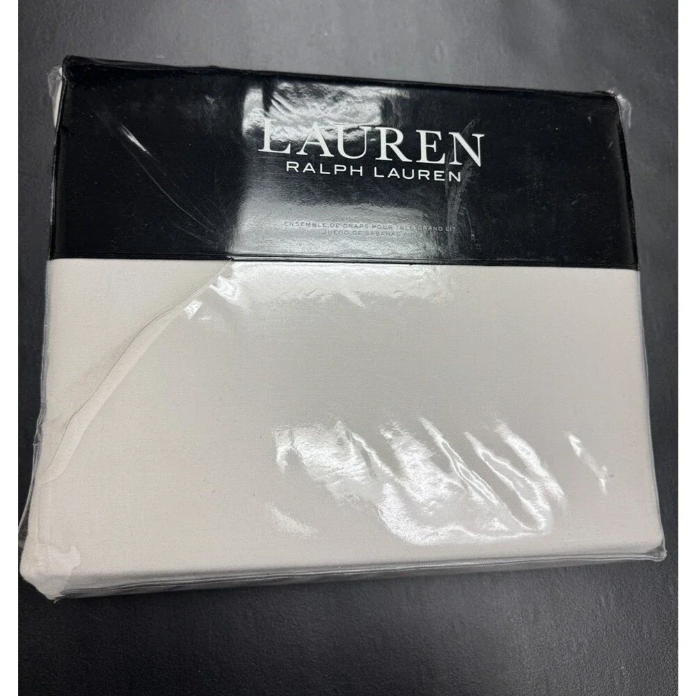 Lauren Ralph Lauren 475TC Spencer Sateen Cotton King Sheet Set , Cream